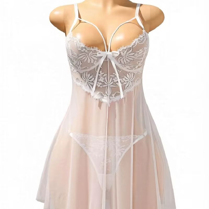 Женское белое кружевное белье- – обзор и цена Babydoll Chemise Night